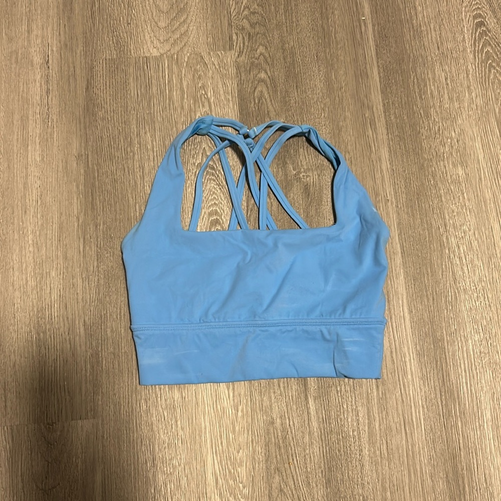 Blue square neckline sports bra from Buff Bunny Collection.